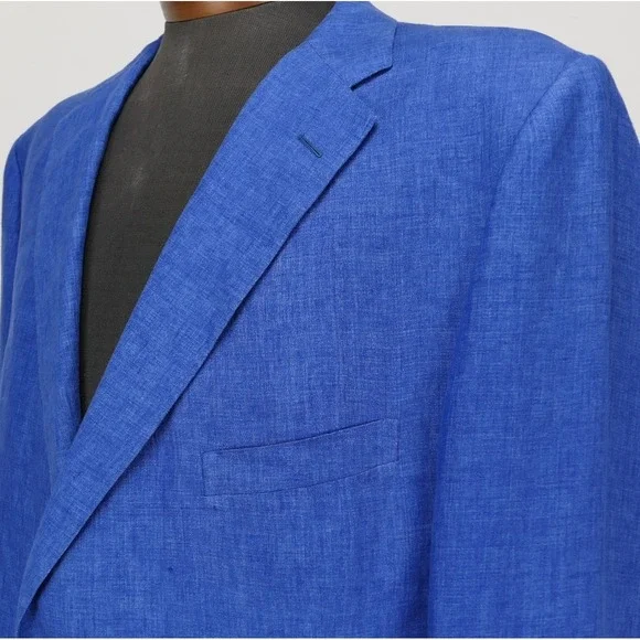 Oxxford Clothes 48L Linen Sport Coat Custom Holland & Sherry Blue Blazer 2022